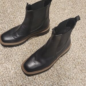 Black Leather Sam Elderman Chelsea Boots